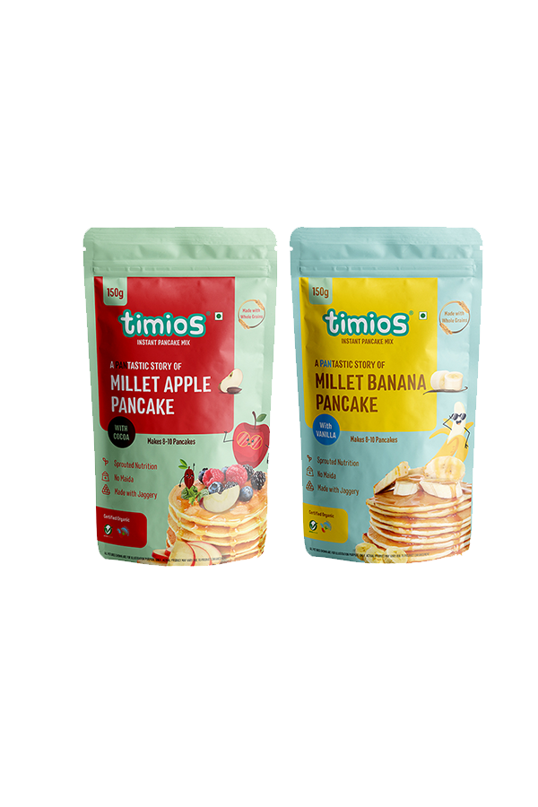 Organic No Maida Millet Pancake Mix-Apple& Banana Combo |Made with Whole Grains, Jaggery and