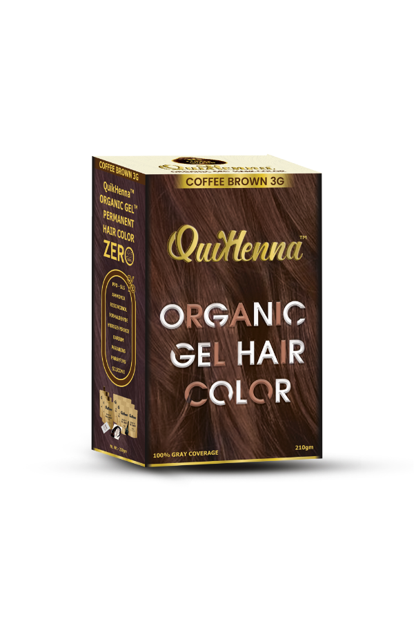 Organic Gel Hair Colour 3G Coffee Brown - PPD & Ammonia Free Permanent Natural Hair Color