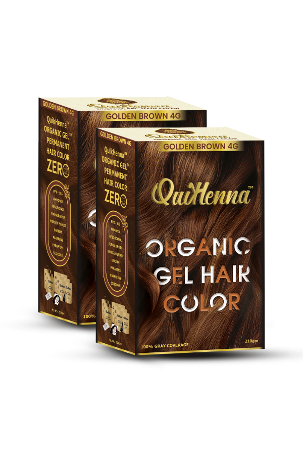 Organic Gel Hair Colour 4G Golden Brown - PPD & Ammonia Free Permanent Natural Hair Color (Pack of 2)