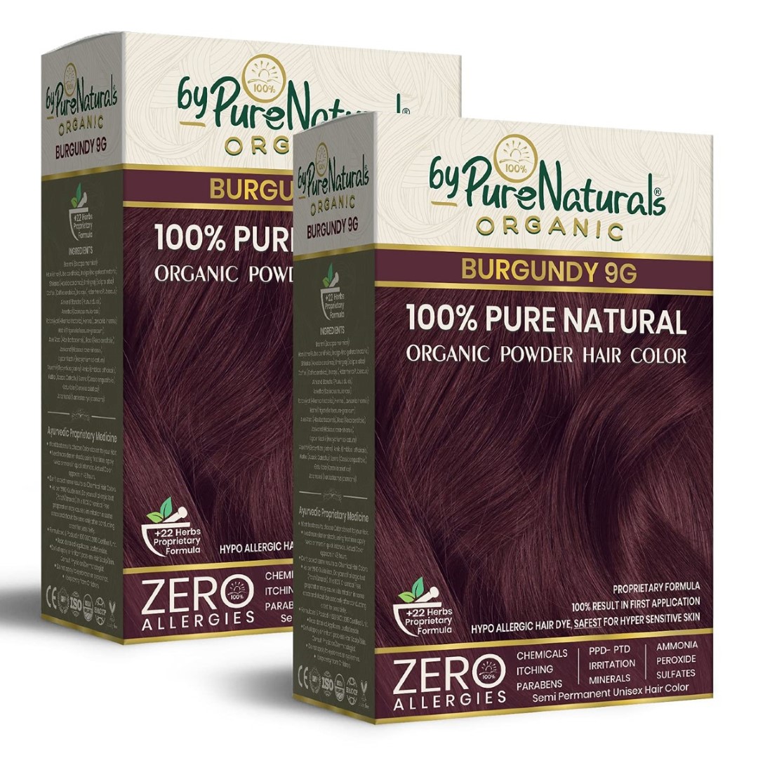 Organic Powder Burgundy Hair Color for Men & Womenpack of 2