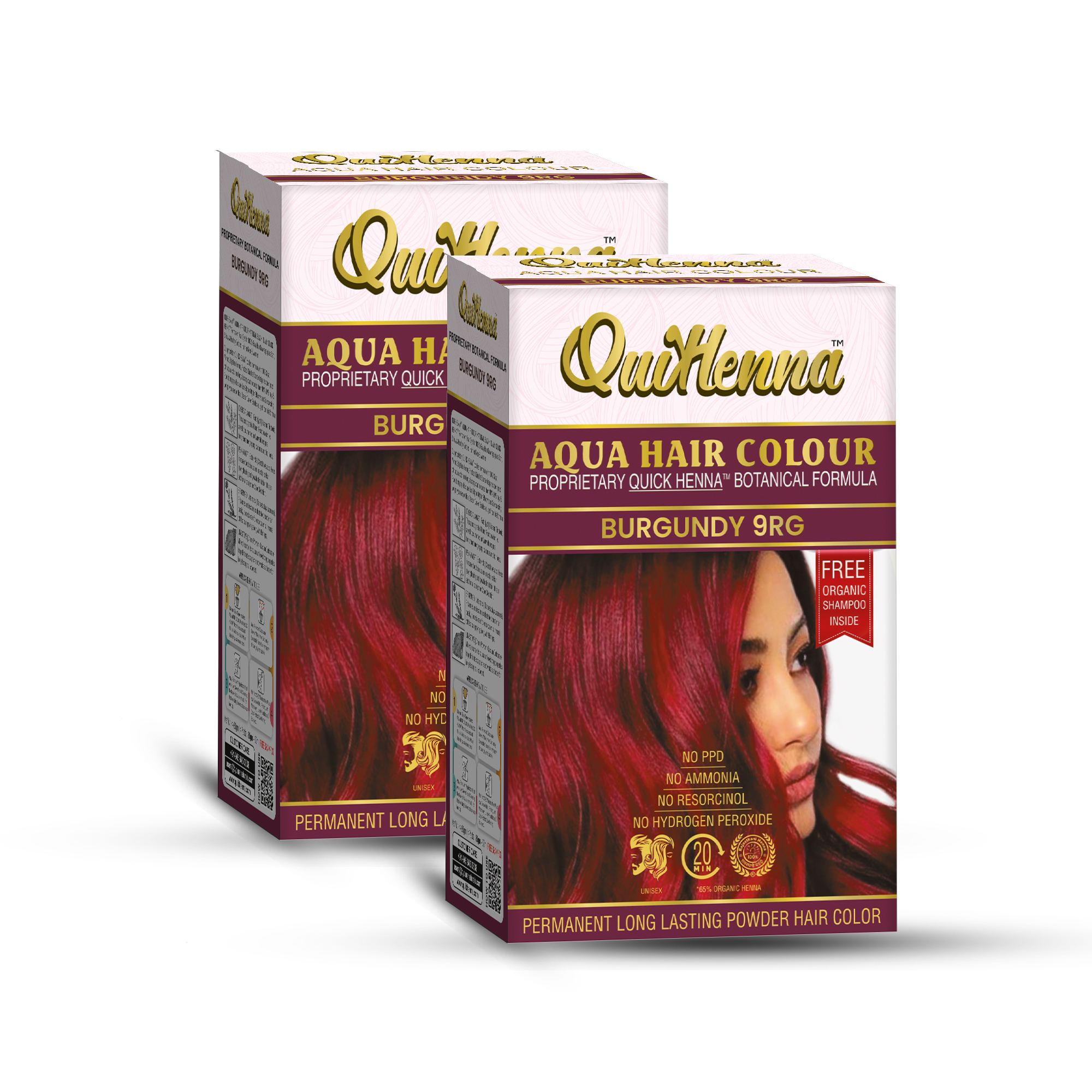 Organic Aqua Powder Hair colour- 9RG Burgundy  (Pack of 2)