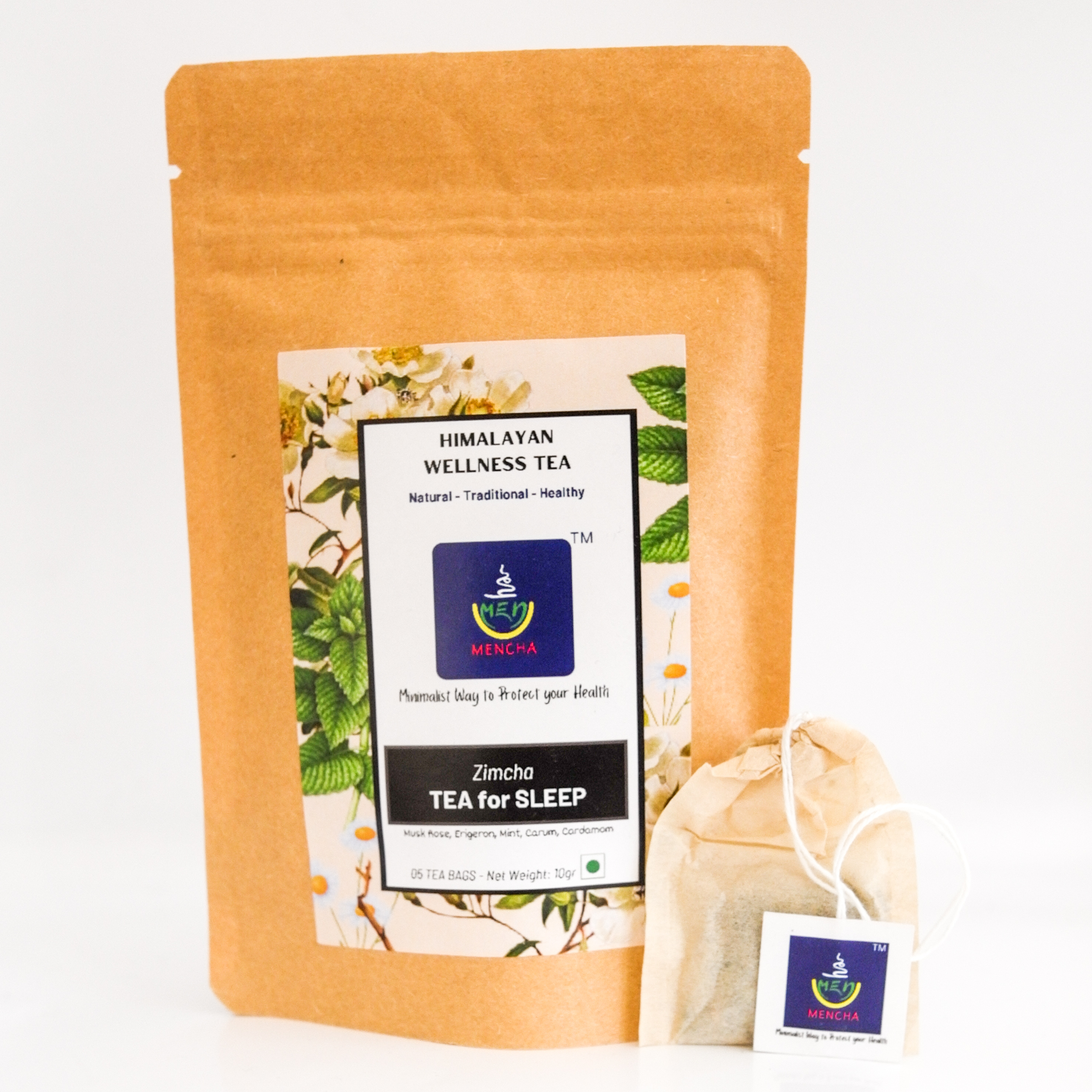 MENCHA - Sleep Tea - Handmade - Caffeine Free - Himalayan Herbs for Better Sleep | Relaxation | Reduce Headaches, Stress & Anxiety | Antioxidant - 5 Tea Bags | Pack of 2