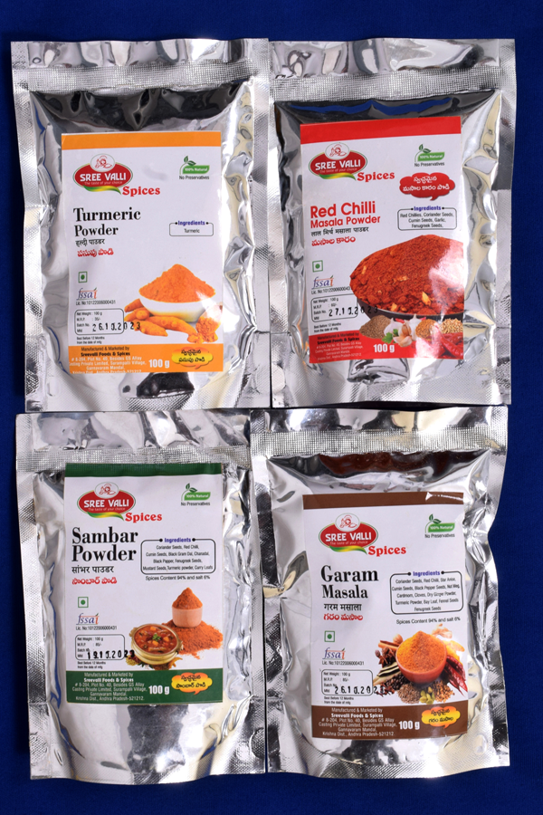 Turmeric Powder,Sambhar Powder,Garam Masala Powder,Red chili masala Powder