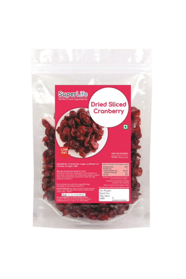 OrganoNutri Superlife Dried Sliced Cranberry (1kg)