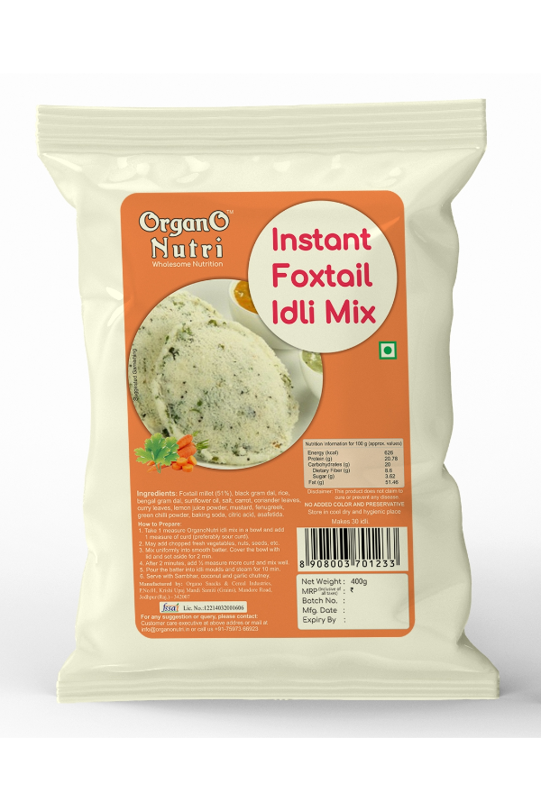 OrganoNutri Instant Foxtail Idli Mix, 400g