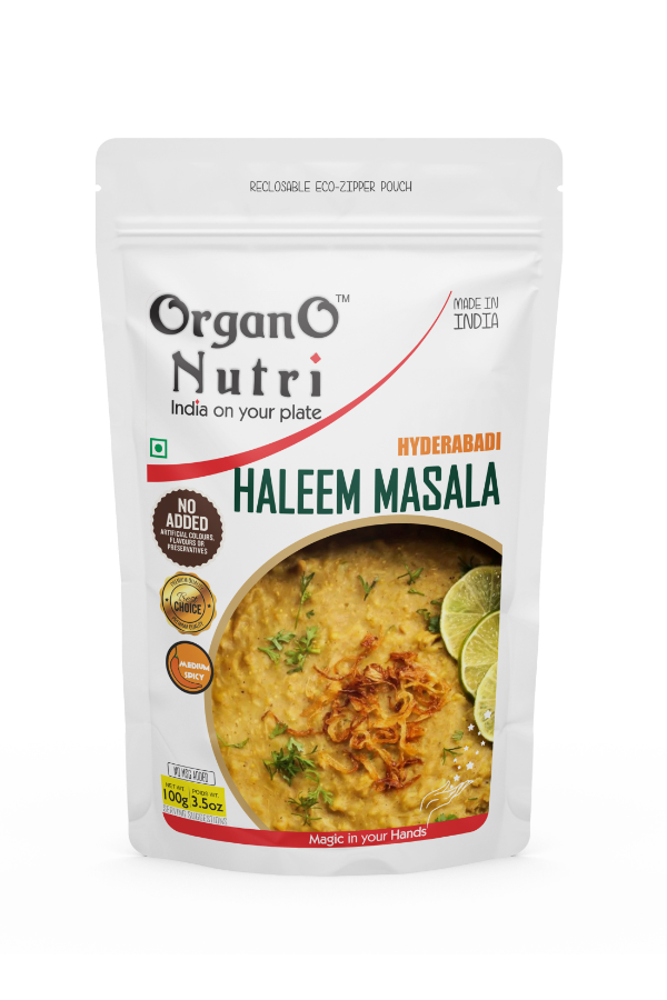 OrganoNutri Hyderabadi Haleem Masala | 100g | Reclosable Eco-Zipper Pouch