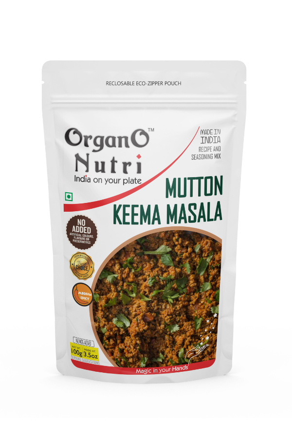 OrganoNutri Mutton Keema Masala | 100g | Reclosable Eco-Zipper Pouch