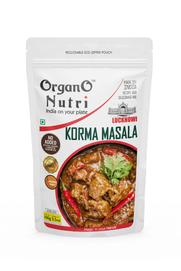 OrganoNutri Lucknowi Korma Masala | 100g | Reclosable Eco-Zipper Pouch