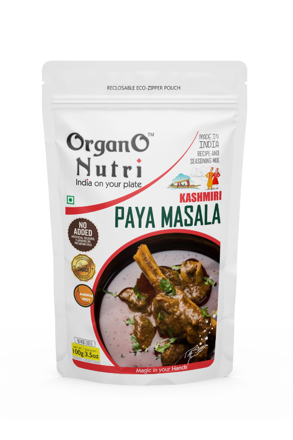 OrganoNutri Kashmiri Paaya Masala | 100g | Reclosable Eco-Zipper Pouch