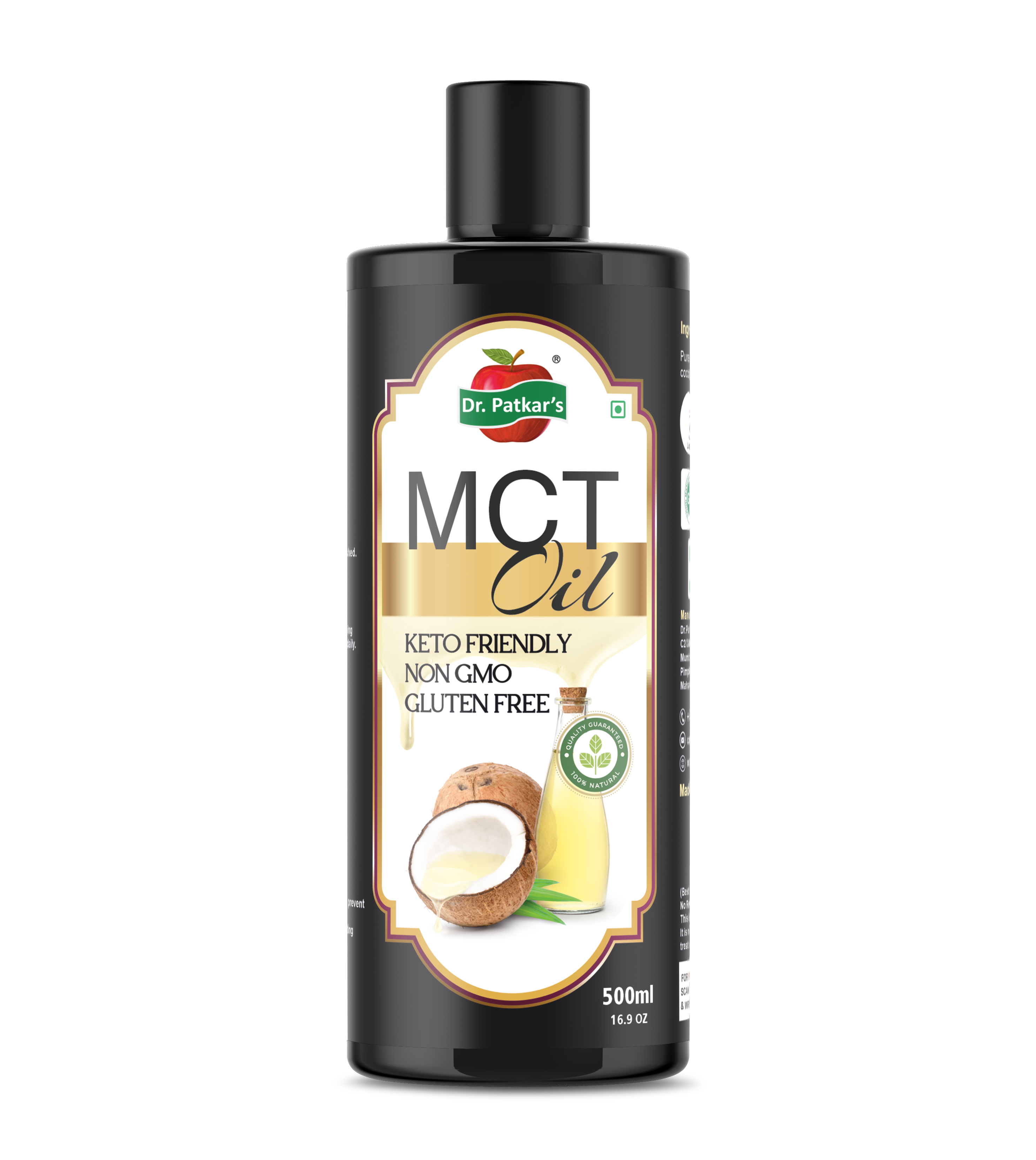 Dr. Patkarâ€™s MCT Oil Weight Management 500ml,Pure Coconut Sourced MCT C8 Oil | Ideal for Keto & Paleo Diets | Pre-work Out Supplement for Energy & Focus