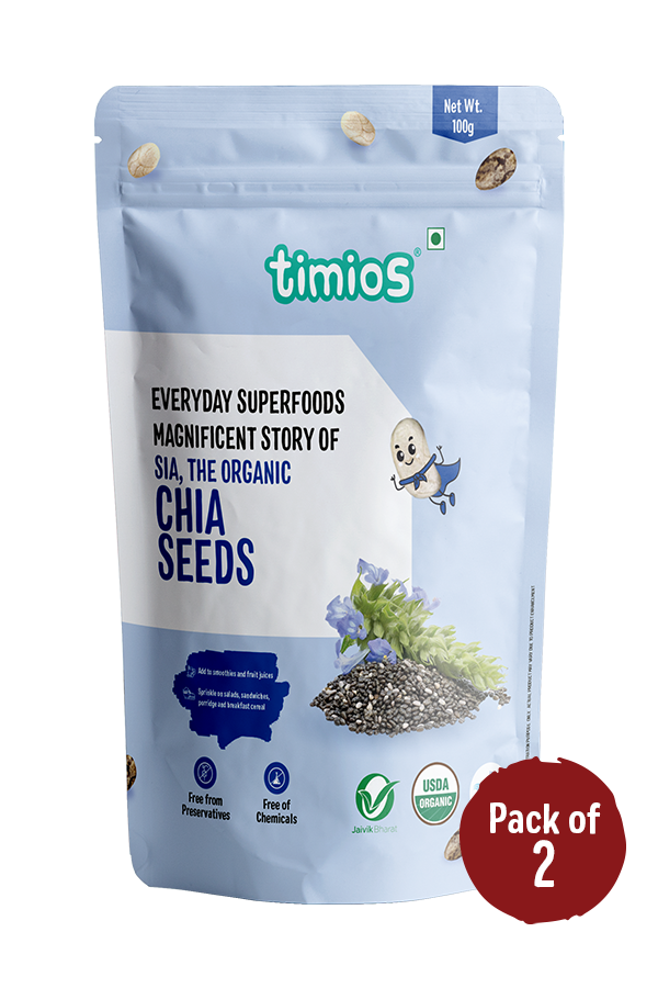 Organic Chia Seeds|Great Source of Fibre|High Antioxidants and Nutrients|Healthy Snack|Pack o