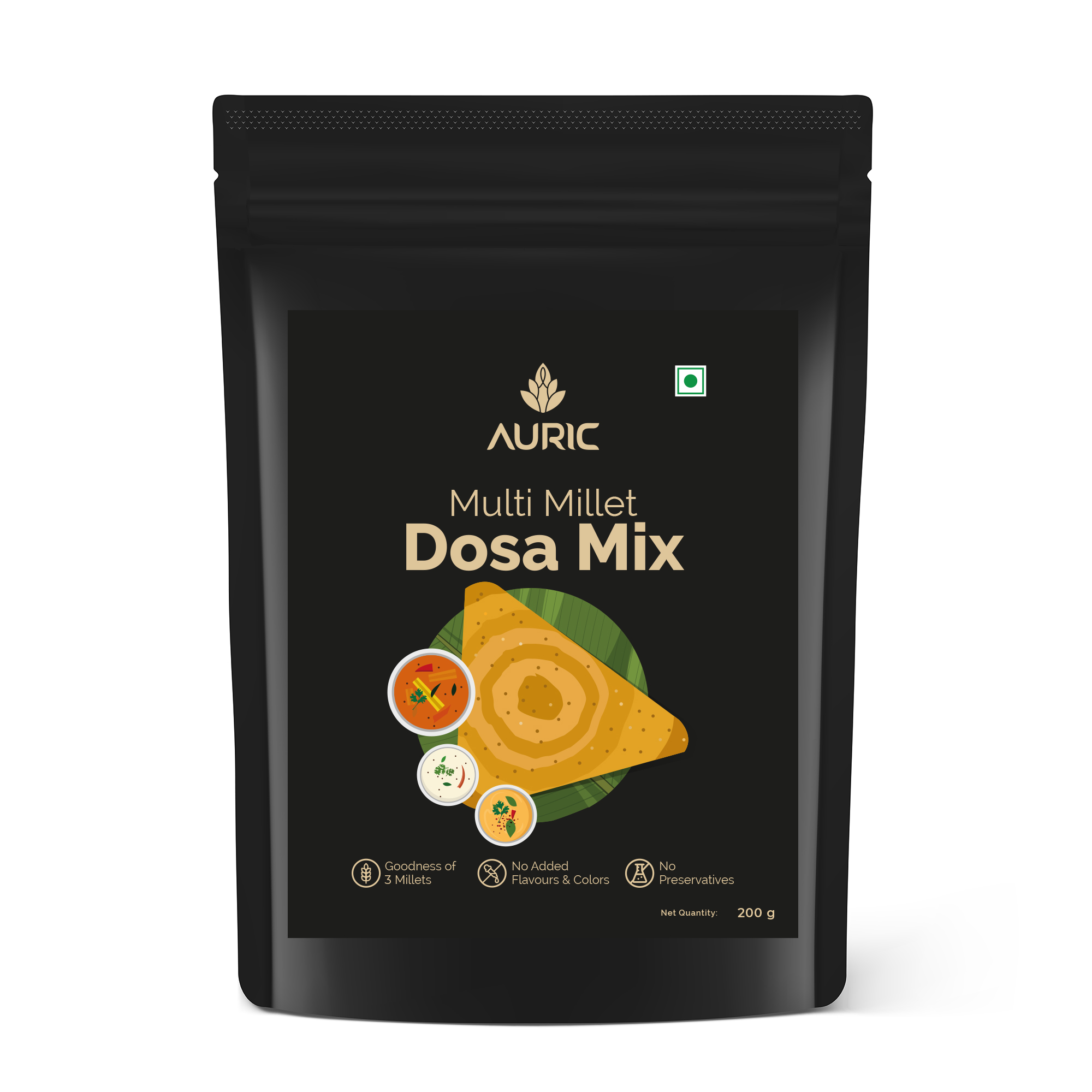Auric Multi Millet Dosa Instant Mix - Ready to Cook Healthy Breakfast 200gm