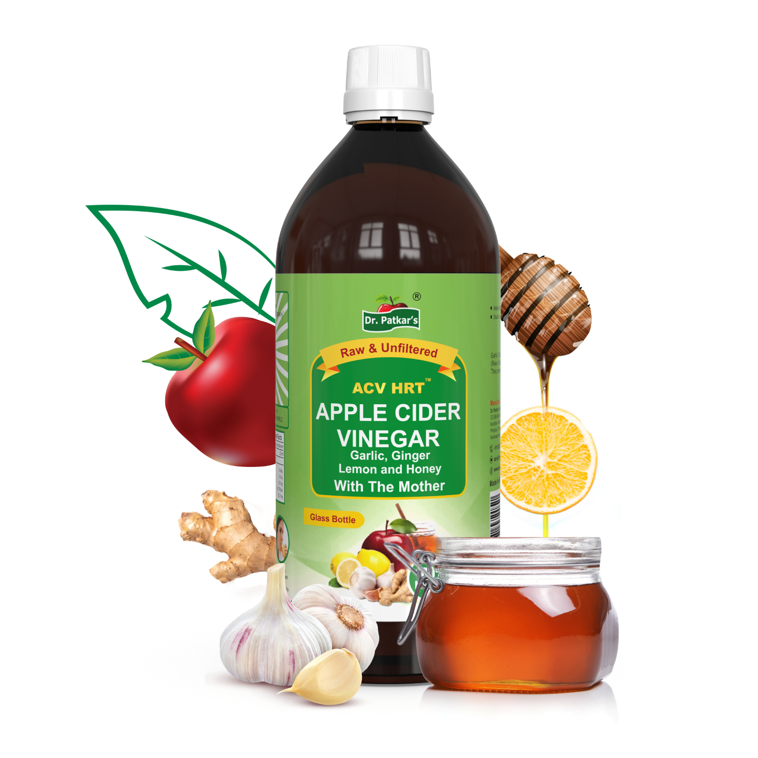 Dr. Patkar's Apple Cider Vinegar Ginger, Garlic,Lemon & Honey with the Mother Vinegar 500ml