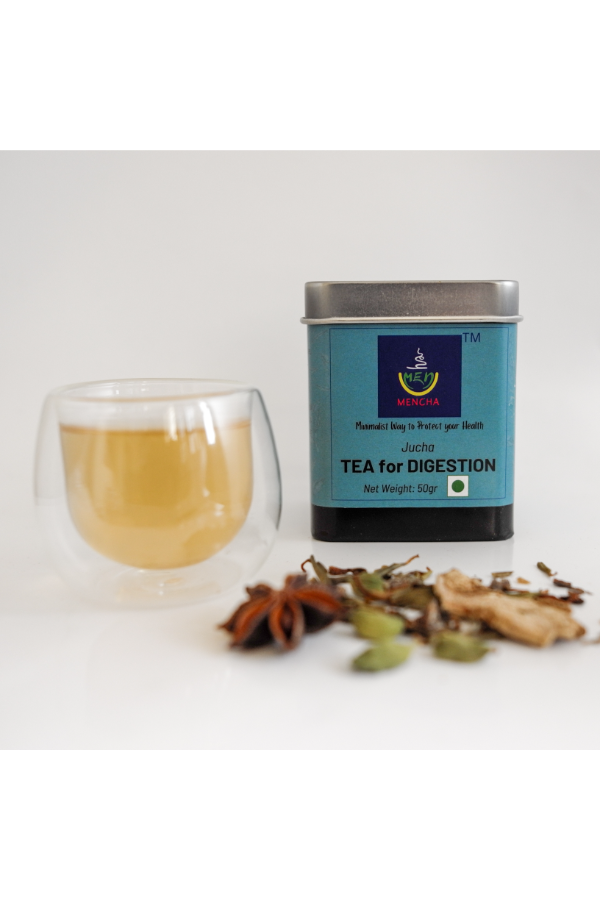MENCHA - Digestive Tea Tin 50gr - Caffeine Free - Himalayan Herbal Blend for Improve Digestion | Reduce gastrointestinal problems | Speed up emptying of the stomach | Relaxation | Pain Relief - 50 Cups