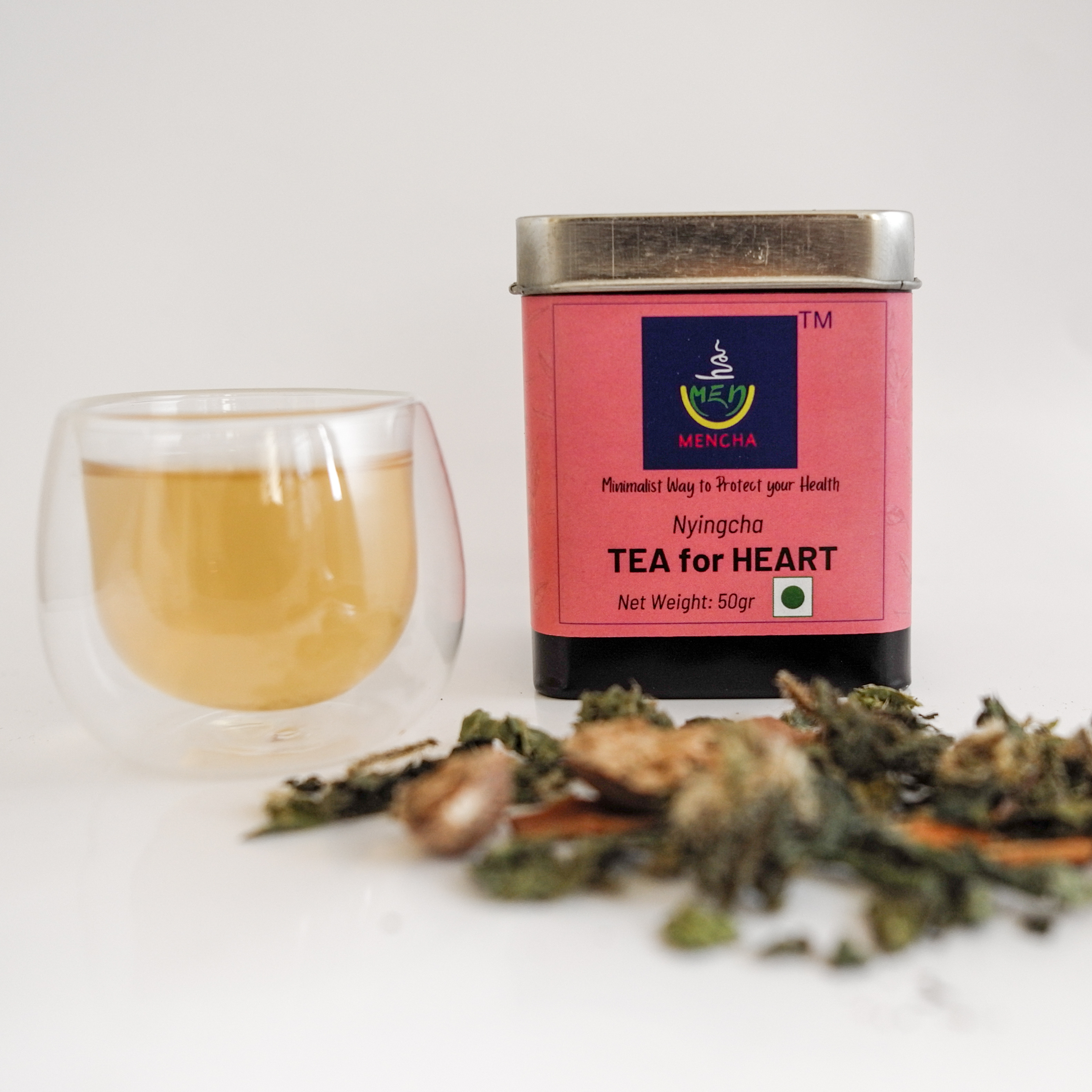 MENCHA - Heart Tea Tin 50gr - Caffeine Free - Himalayan Herbal Blend for Support Heart Health | Help for High Blood Pressure | Antioxidant