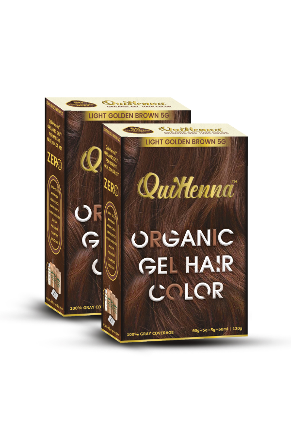 Damage Free Organic Gel Hair Color Light Golden Brown 5G  (pack of 2)