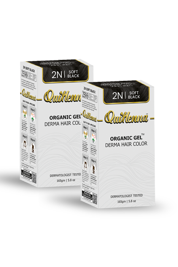 Derma Organic Gel Long Hair Color Soft Black 2N  (pack of 2)