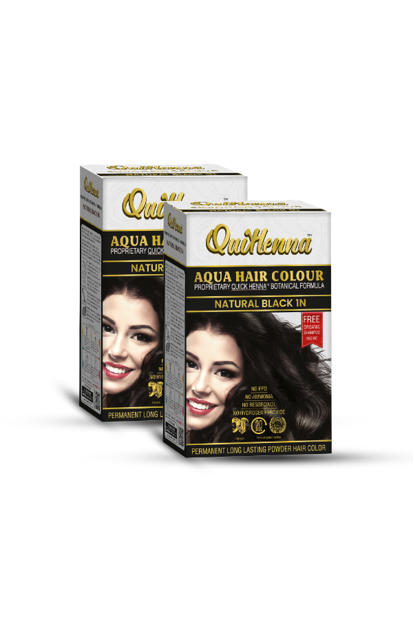Aqua Powder 1N Natural Black Hair Color For Unisex (pack of 2)