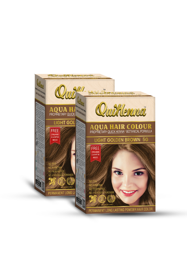 Aqua Powder 5G Light Golden Brown Hair Color For Unisex (pack of 2)