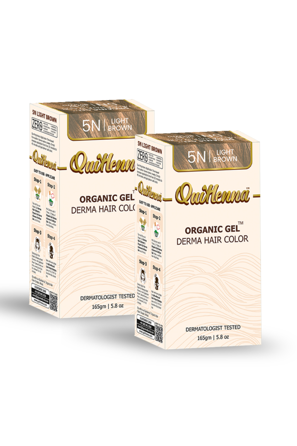 Derma Organic Gel Long Hair Color Light Brown 5N  (pack of 2)