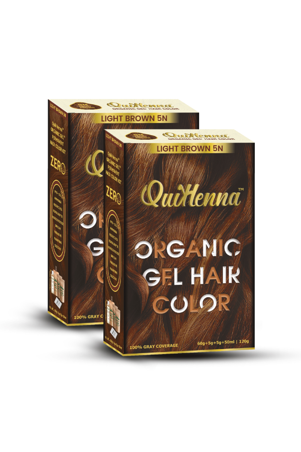 Damage Free Organic Gel Hair colour - 5N Light Brown  (Pack of 2)