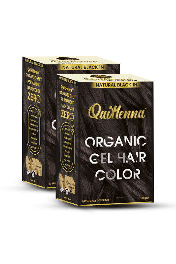 Organic Gel Hair Colour 1N Natural Black - PPD & Ammonia Free Permanent Natural Hair Color  (Pack of 2)