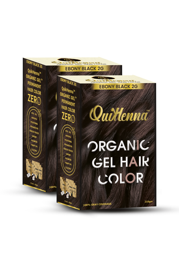 Organic Gel Hair Colour 2G Ebony Black - PPD & Ammonia Free Permanent Natural Hair Color (Pack of 2)