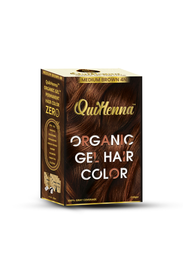 Organic Gel Hair Colour 4N Medium Brown - PPD & Ammonia Free Permanent Natural Hair Color