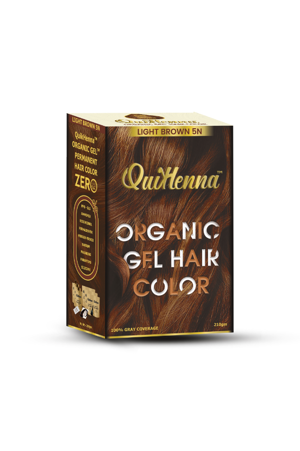 Organic Gel Hair Colour 5N Light Brown - PPD & Ammonia Free Permanent Natural Hair Color
