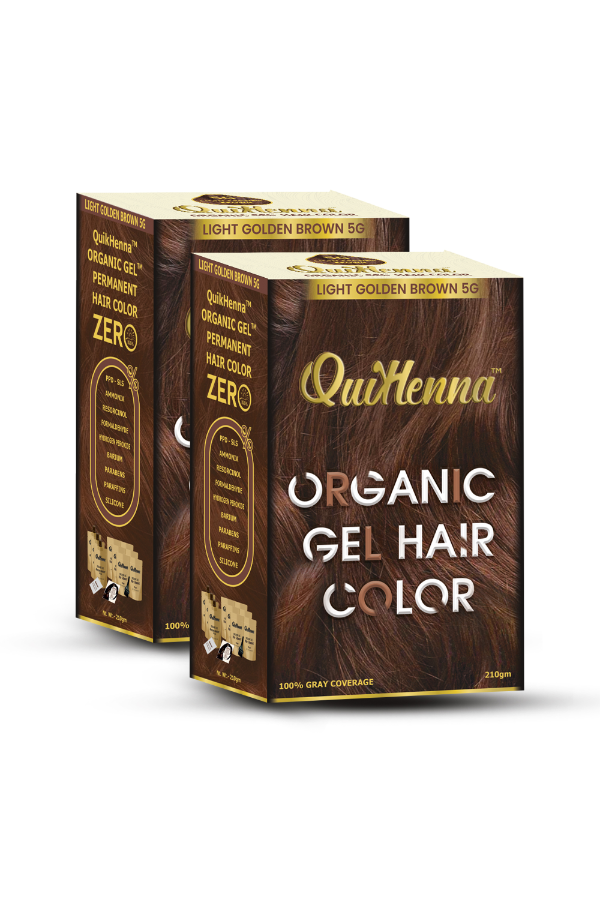 Organic Gel Hair Colour 5G Light Golden Brown - PPD & Ammonia Free Permanent Natural Hair Color (Pack of 2)
