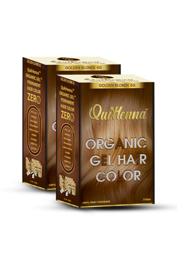 Organic Gel Hair Colour 6G Golden Blonde - PPD & Ammonia Free Permanent Natural Hair Color (Pack of 2)