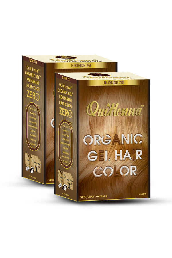 Organic Gel Hair Colour 7G Blonde - PPD & Ammonia Free Permanent Natural Hair Color (Pack of 2)