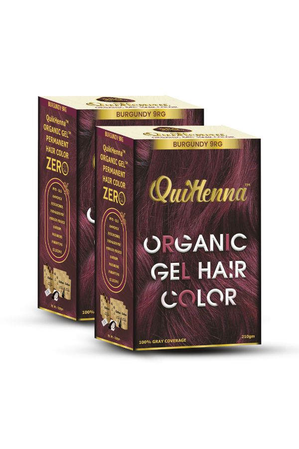 Organic Gel Hair Colour 9RG Burgundy - PPD & Ammonia Free Permanent Natural Hair Color (Pack of 2)