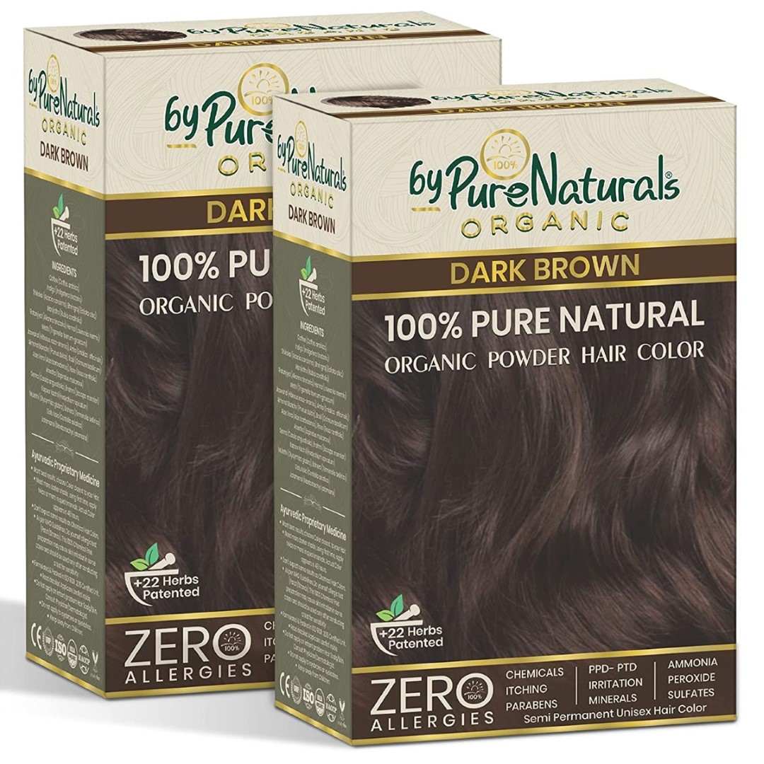 Organic Powder Dark Brown Hair Color for Men & Women  Pack of 2