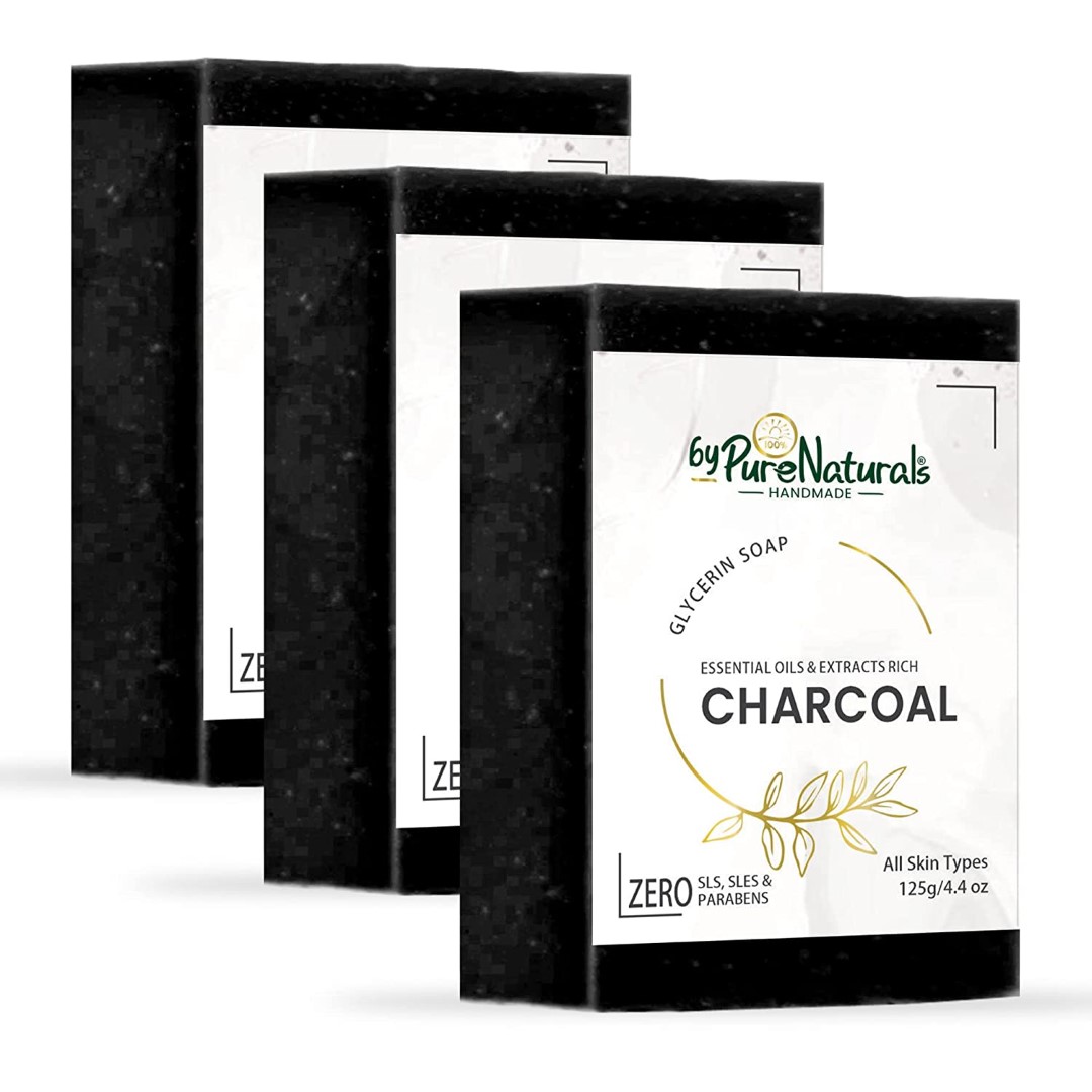 Organic, Mesmerizing, and Natural Glycerin Made Charcoal Soap For Men Women Pack of 3