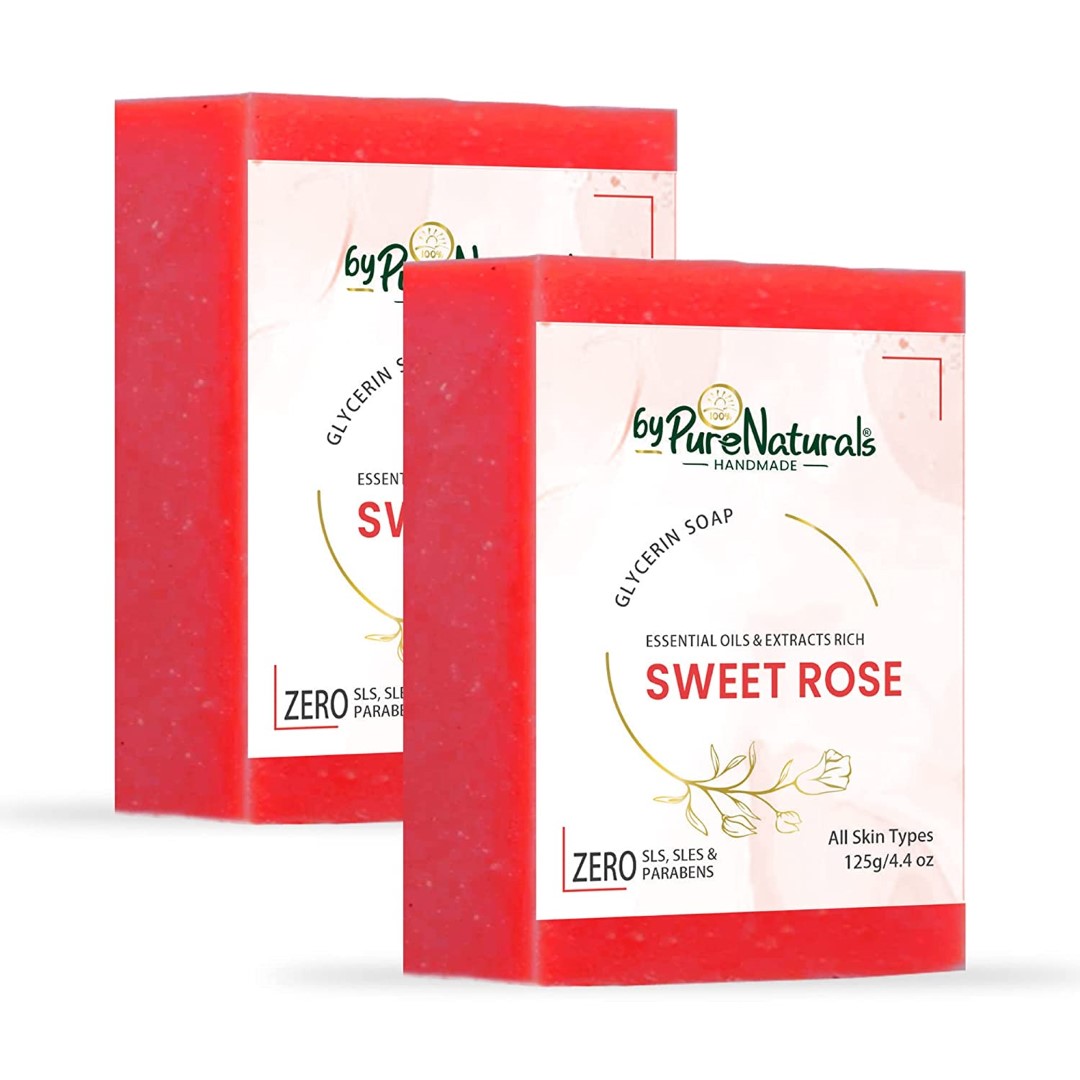 Organic, Mesmerizing, and Natural Glycerin Made Sweet Rose Soap For Men Women Pack of 2