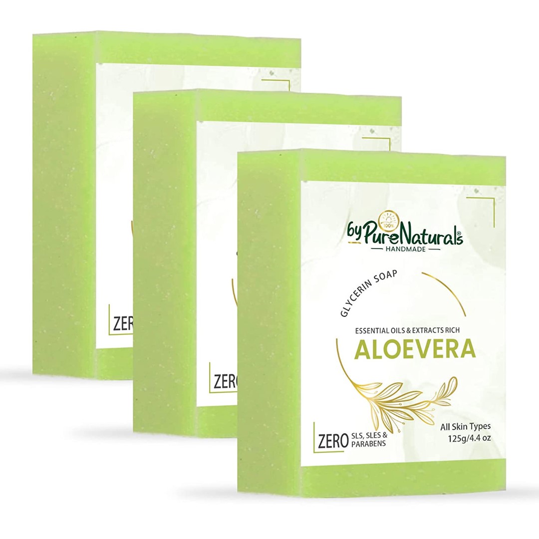 Organic, Mesmerizing, and Natural Glycerin Made Aloevera Soap For Men Women  Pack of 3