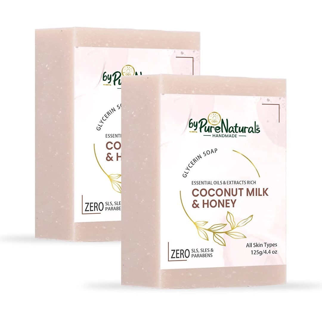 Organic, Mesmerizing, and Natural Glycerin Made Coconut Milk & Honey Soap For Men Women  Pack of 2