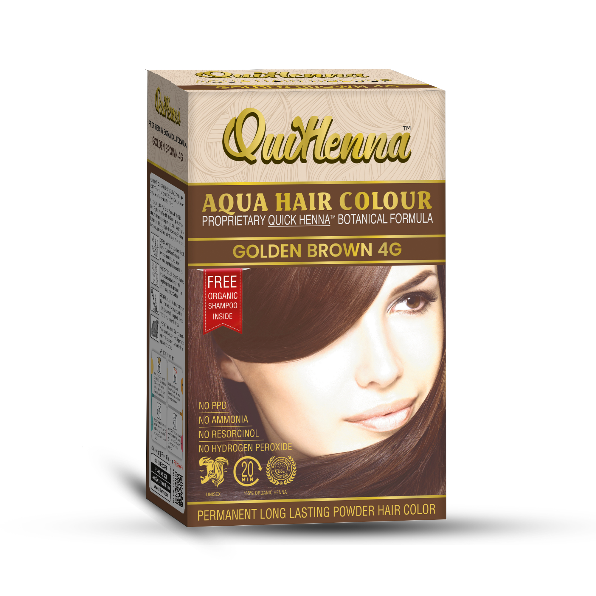 Organic Aqua Powder Hair colour- 4G Golden Brown