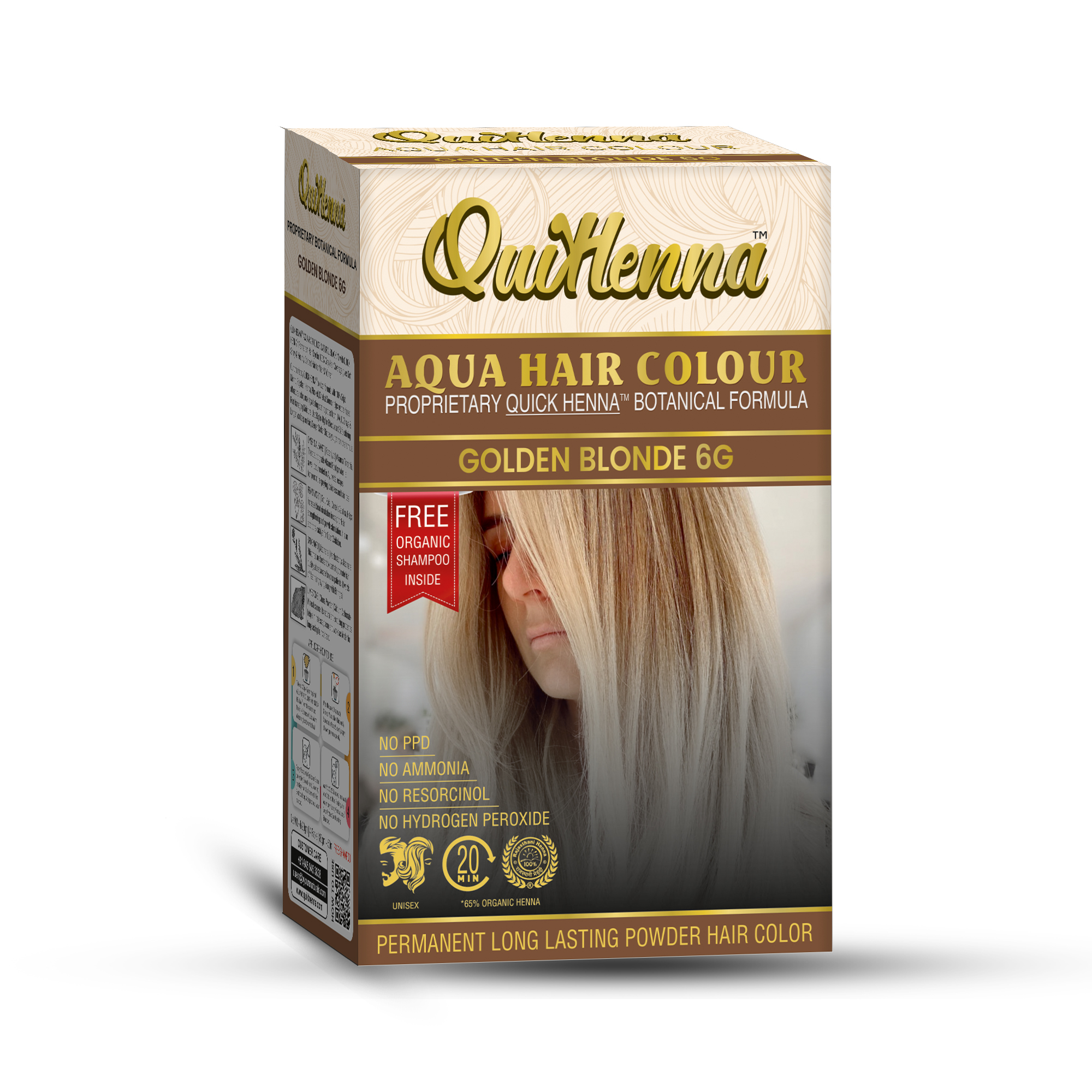 Organic Aqua Powder Hair colour- 6G Golden Blonde