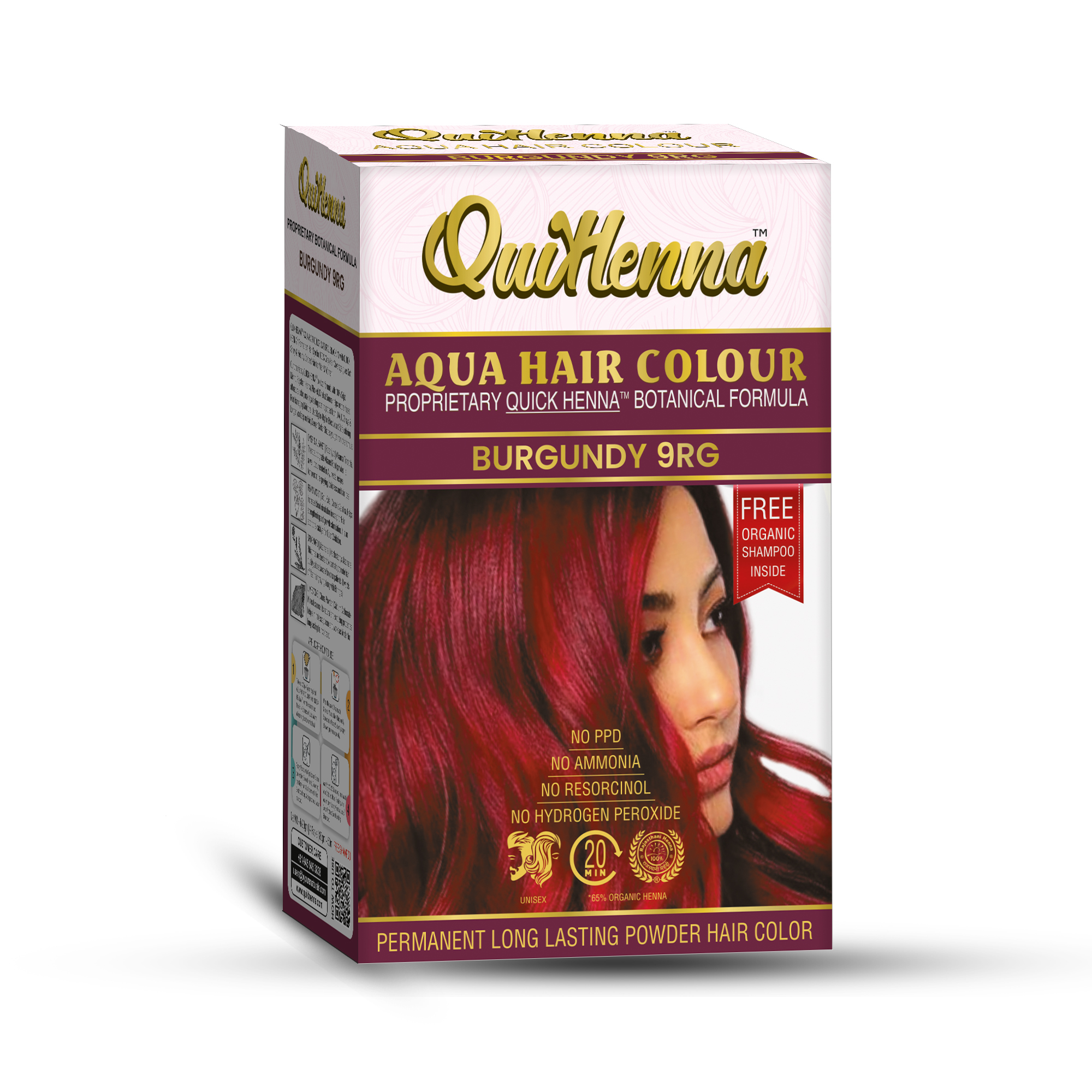 Organic Aqua Powder Hair colour- 9RG Burgundy