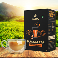 Auric Kadak Moringa Masala Tea - Black Tea from Assam & Darjeeling | Tea Masala Powder Blended with Real Spices (Cardamom, Ginger, Black Pepper) 500 Gms