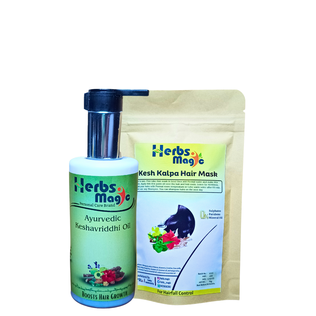 Herbs Magic Ayurvedic Keshavriddhi Hair Oil & Kesh Kalpa Hair Mask | Complete Hair Care combo for increasing Hairfall