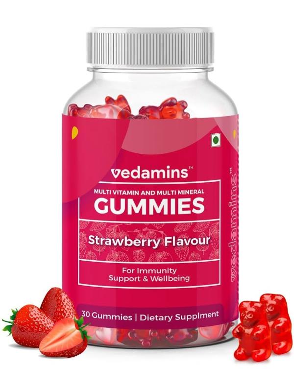 Vedamins Multivitamin Gummies: Promote Healthy Growth, Boost Immunity, Enhance Energy, 30 Gummies for Men, Women, Kids - Contains Vitamin A, B, C, D, E, B6, B12, Biotin, Zinc, Folic Acid, & Minerals